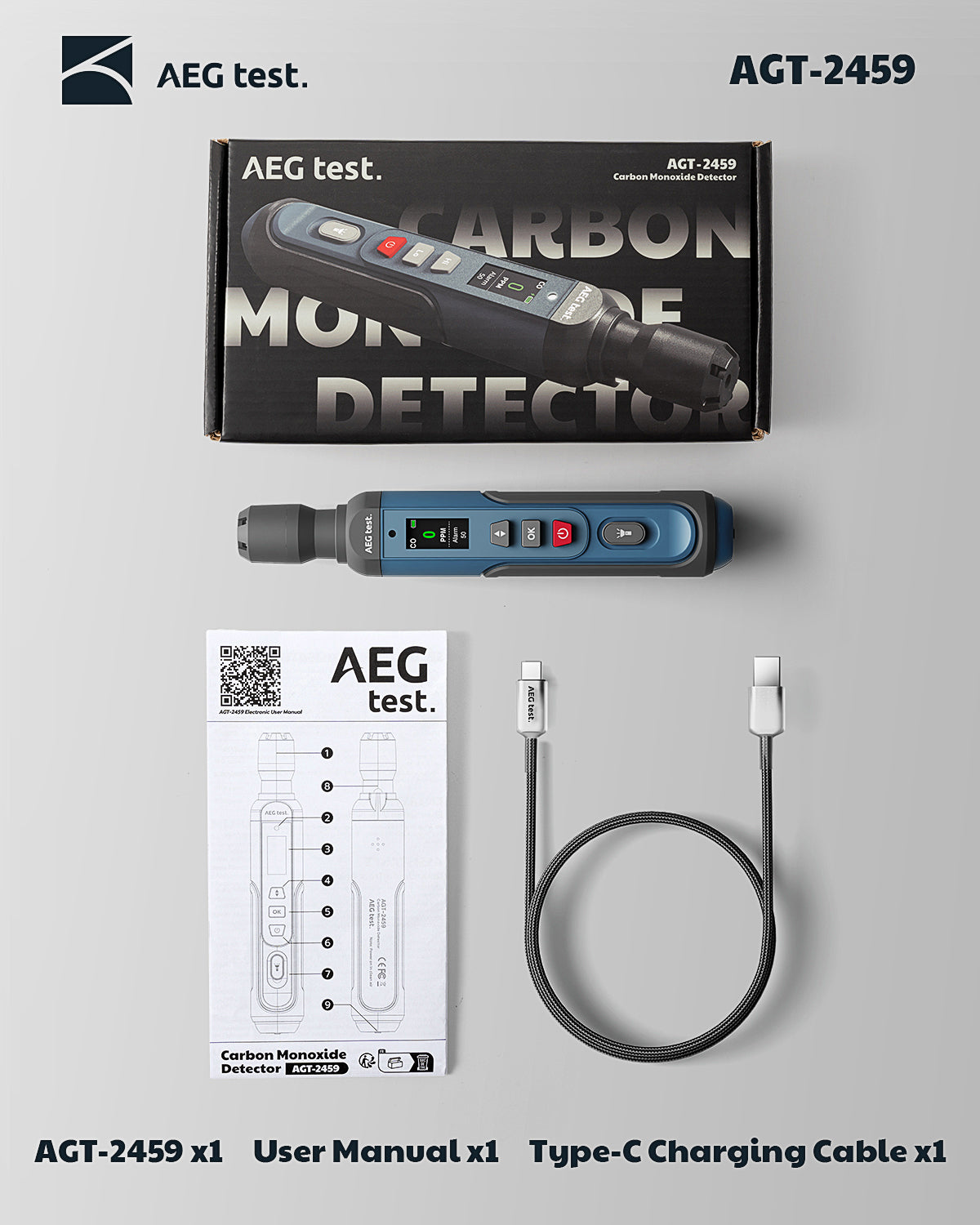 AEGTEST AGT-2459 Carbon Monoxide Detector (Blue)