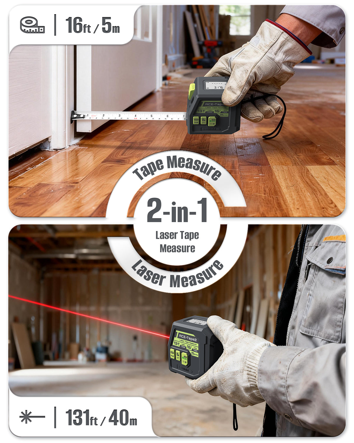 INKERMA ACE-Tape2 Laser Tape Measure