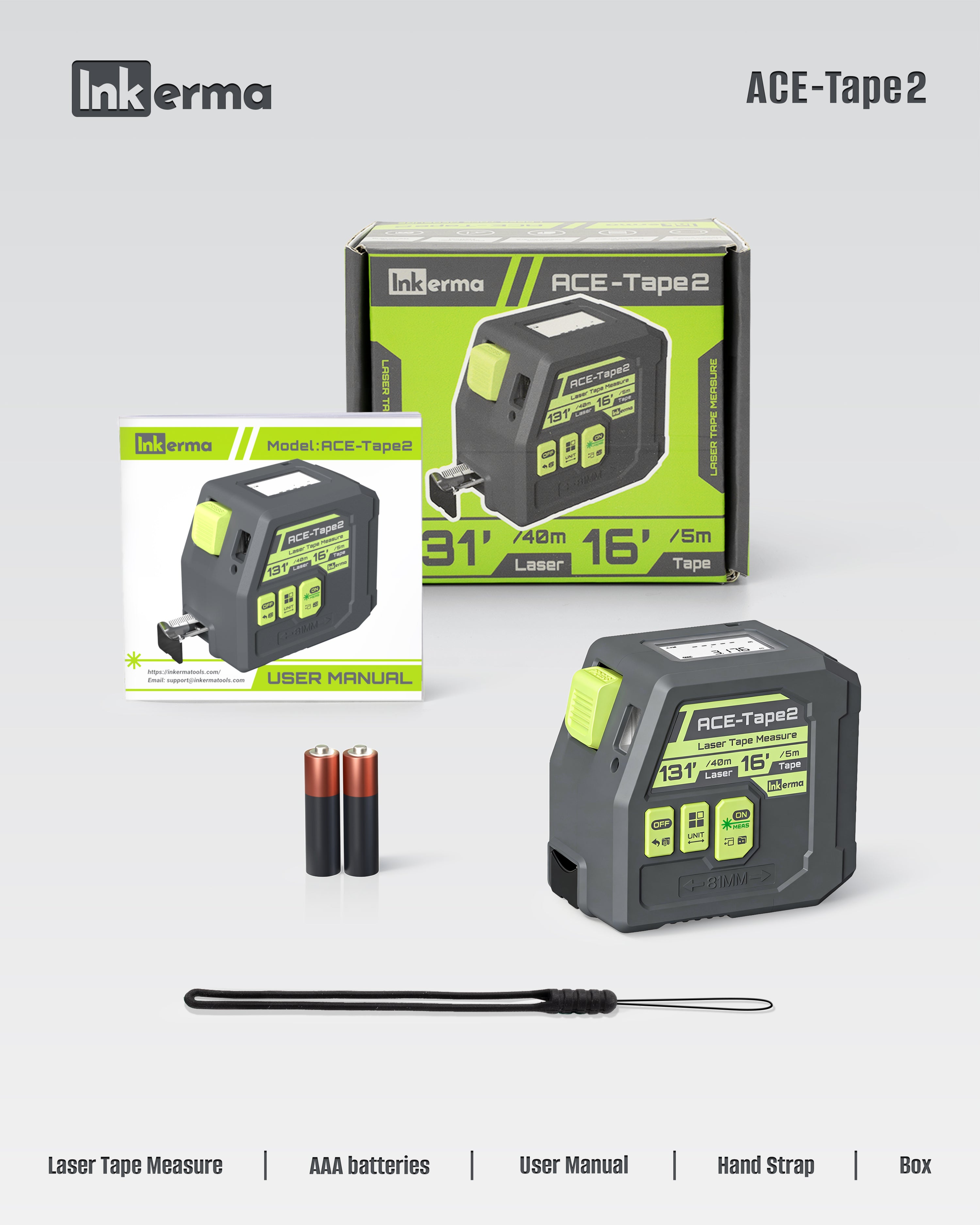 INKERMA ACE-Tape2 Laser Tape Measure